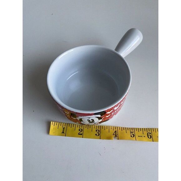 Disney Mickey And Minnie Mouse Christmas Ceramic Soup Bowl With Handle Holidays - Picture 10 of 12